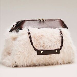 Anthropology Faux Fur Shoulder Bag. Elegant Brown Fur Handbag